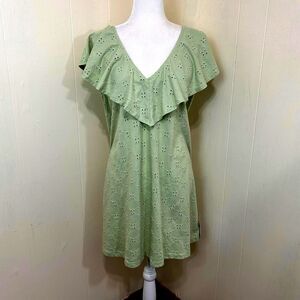 ASOS DESIGN Oversized Broderie Mini Dress Size 4 Eyelet Peasant Pistachio Green